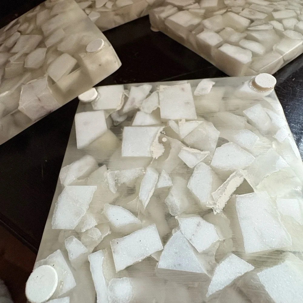 Chic White Coaster Set by Arch Mantle 4 Pack